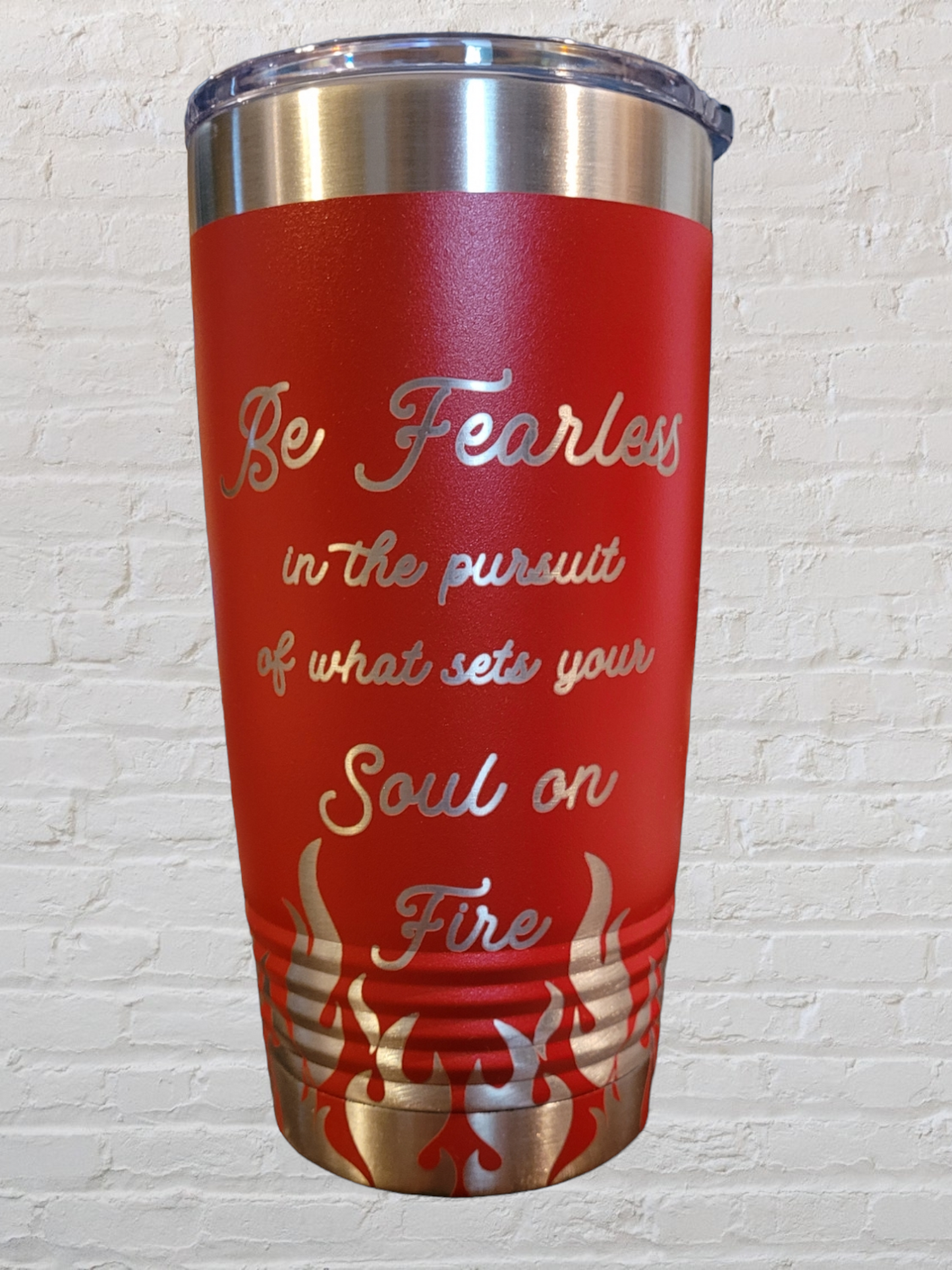 Be fearless 20 oz. Polar Camel Ringneck Tumbler with Clear Lid